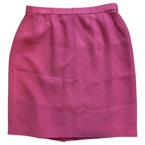 Talbots Womens Petites 14P Barbie Dark Pink Lined Pencil Skirt Zip SILK Girlhood